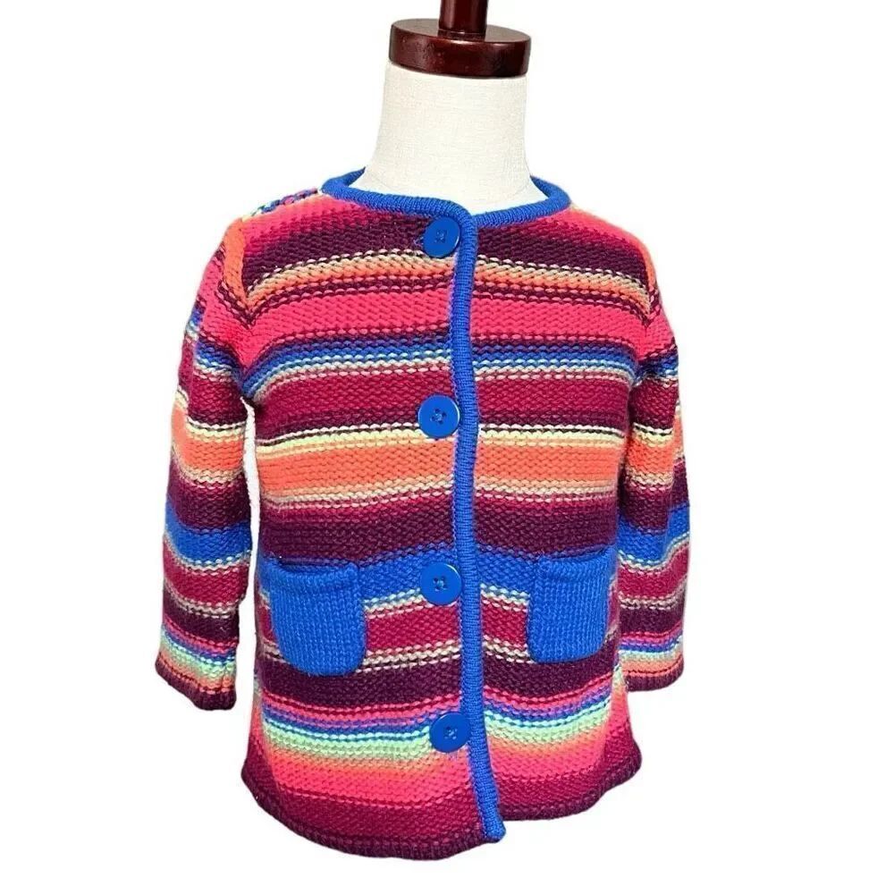 Baby Girls First Impressions Cute Knit Striped Button Cardigan Sweater - Sz 24 m